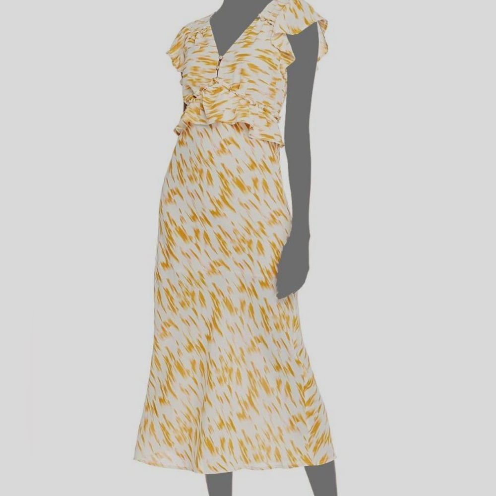Yellow and White Ruffle Maxi Dress